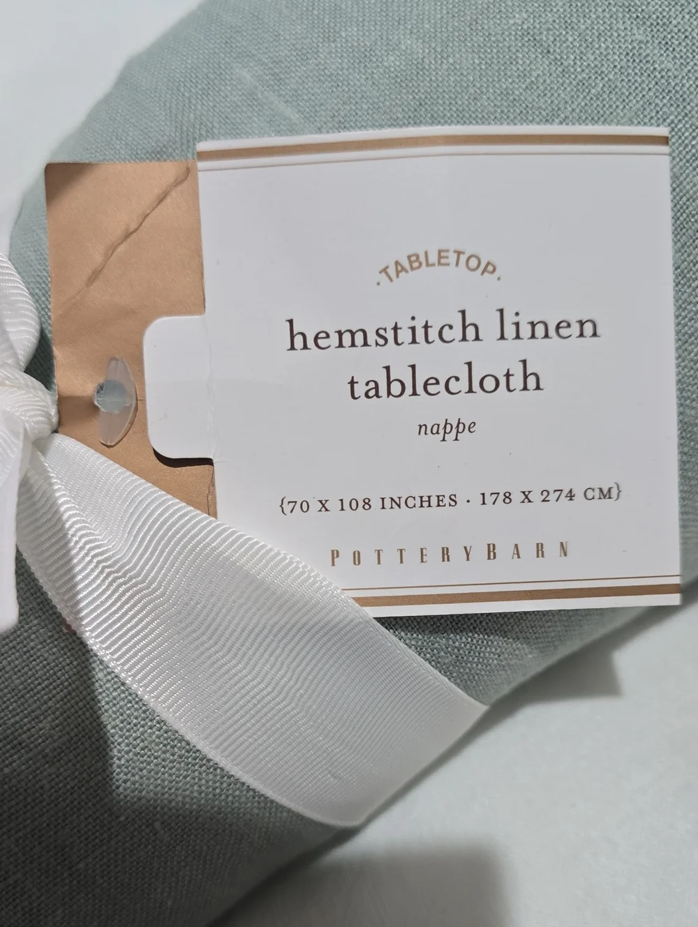 High Quality Nwt Pottery Barn Hemstich Linen Tablecloth 70x108 Inches